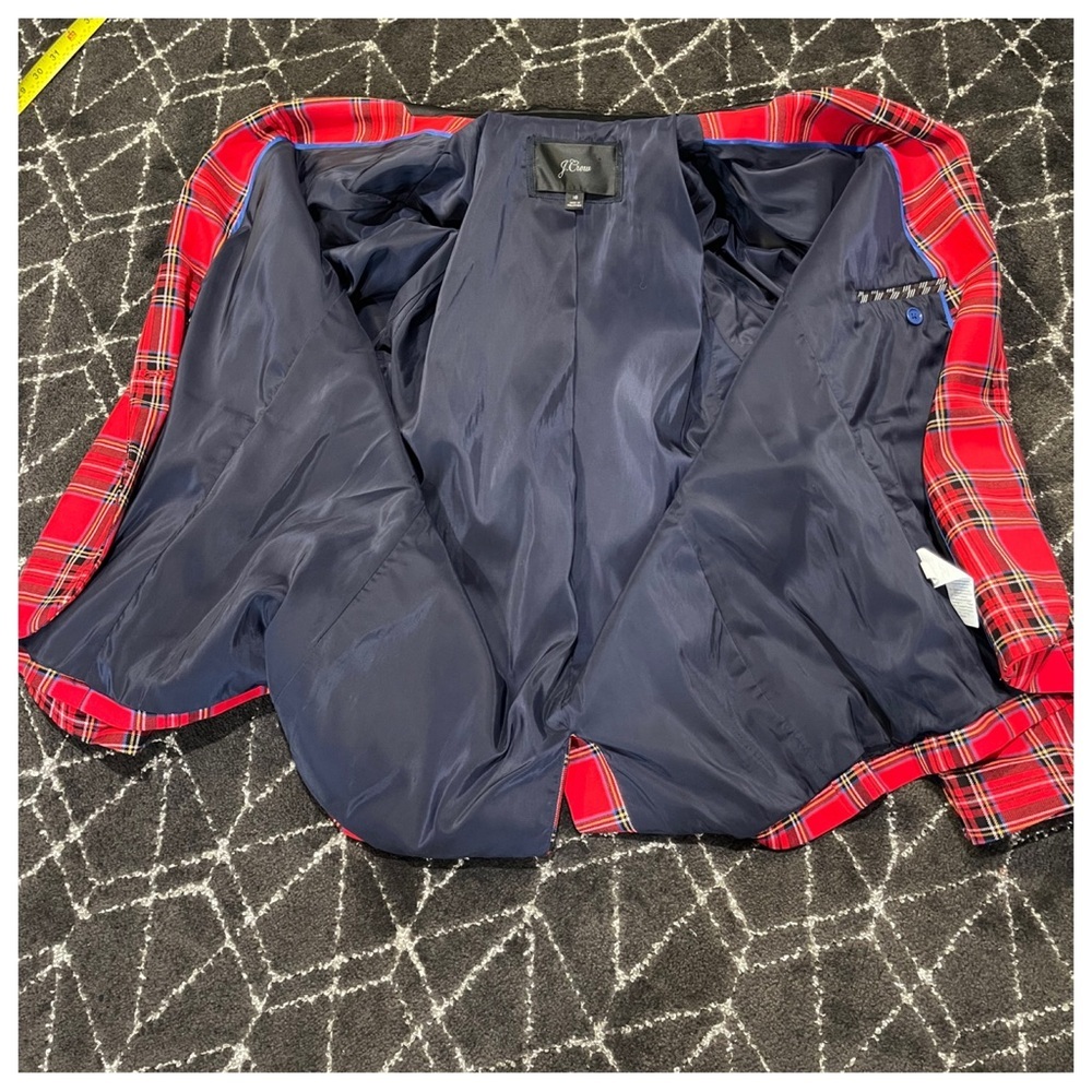 J Crew Parke Plaid Blazer Jacket in Steward Tartan Red Wool - Picture 8 of 10